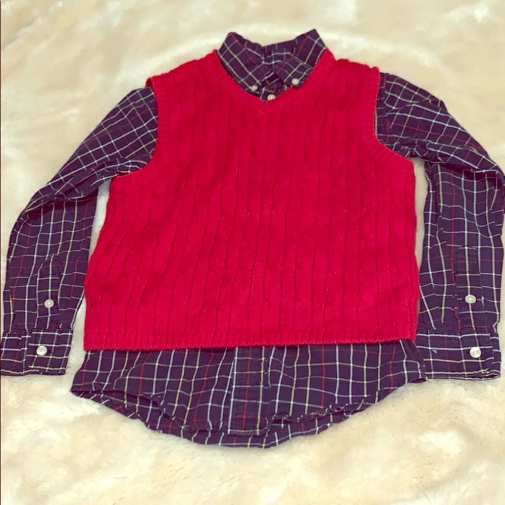 Long sleeve flannel with matching sweater vest